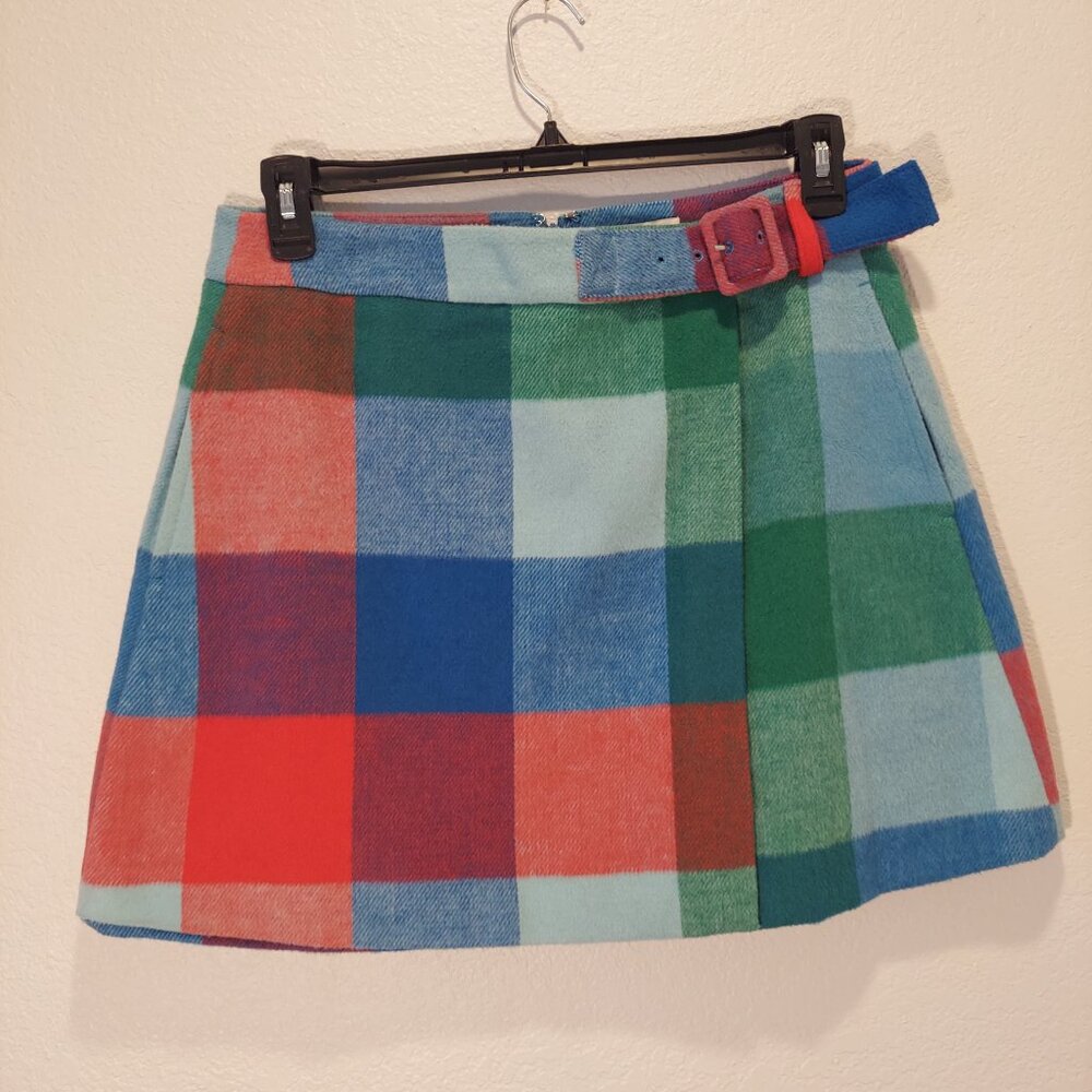 NWT Scoop Plaid Asymmetrical Skirt | Crossover Waist Mini | Size 8 - Picture 2 of 10